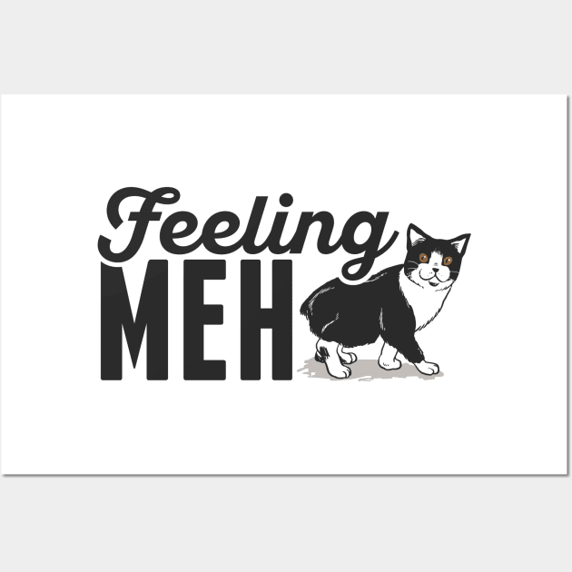 Cute & Funny Feeling Meh Kitty Adorable Cat Wall Art by theperfectpresents